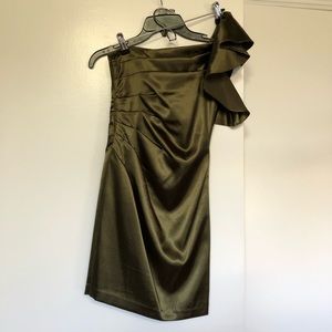 Olive Green One Shoulder Dress